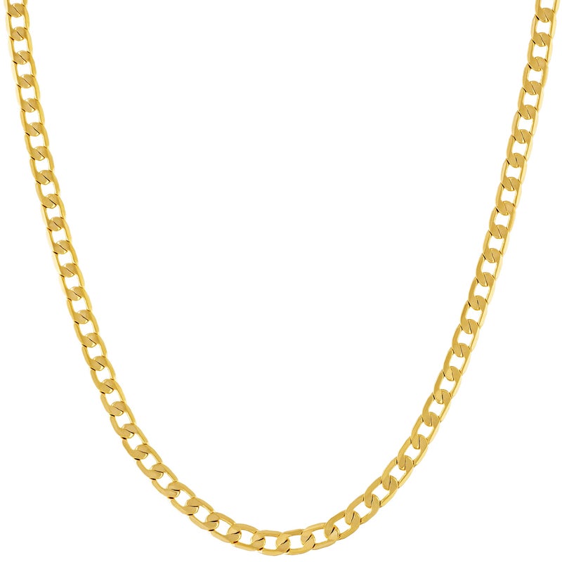 LIFETIME JEWELRY Beveled Cuban Link Curb Chain Necklaces 24k Real Gold Plated (3mm, 6mm & 9.5mm) (16 inches, 3mm, Gold) - Image 1